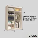 CHICAGO Wardrobe - Modern Sliding Door Wardrobe With Hanging Rail For Bedroom by ZIUSA - Image 32