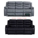 ZIUSA ROMA SOFA-3, 2 Seater & Corner,Black and Grey Leather Recliner Sofa - Image 10