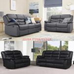 ZIUSA ROMA SOFA-3, 2 Seater & Corner,Black and Grey Leather Recliner Sofa