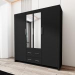 Wardrobe - Hinged Four Door Modern Wardrobe for Bedroom/Home Office with Drawers - BOBBY