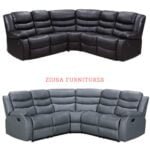 ZIUSA ROMA SOFA-3, 2 Seater & Corner,Black and Grey Leather Recliner Sofa - Image 7