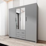 Wardrobe - Hinged Four Door Modern Wardrobe for Bedroom/Home Office with Drawers - BOBBY - Image 4