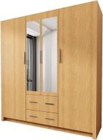 Wardrobe - Hinged Four Door Modern Wardrobe for Bedroom/Home Office with Drawers - BOBBY - Image 5