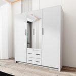 Wardrobe - Hinged Four Door Modern Wardrobe for Bedroom/Home Office with Drawers - BOBBY - Image 8