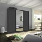 Wardrobe - Modern 3 Door Stylish Sliding Mirror Wardrobe with Drawers and Hanging Rail - Ibaraki - Image 7