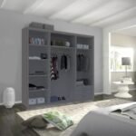Wardrobe - Modern 3 Door Stylish Sliding Mirror Wardrobe with Drawers and Hanging Rail - Ibaraki - Image 9