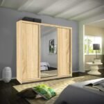 Wardrobe - Modern 3 Door Stylish Sliding Mirror Wardrobe with Drawers and Hanging Rail - Ibaraki - Image 11