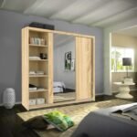 Wardrobe - Modern 3 Door Stylish Sliding Mirror Wardrobe with Drawers and Hanging Rail - Ibaraki - Image 12