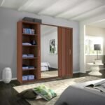 Wardrobe - Modern 3 Door Stylish Sliding Mirror Wardrobe with Drawers and Hanging Rail - Ibaraki - Image 16