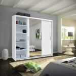 Wardrobe - Modern 3 Door Stylish Sliding Mirror Wardrobe with Drawers and Hanging Rail - Ibaraki - Image 24