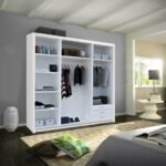 Wardrobe - Modern 3 Door Stylish Sliding Mirror Wardrobe with Drawers and Hanging Rail - Ibaraki - Image 25