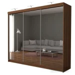 Walnut Wardrobe - Free Standing Full Double Mirror Sliding Door Door Wardrobe by ZIUSA - Image 3