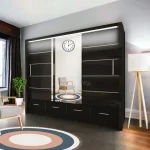 SYCILIA Wardrobe - High Gloss Sliding Door Mirrored Bedroom Wardrobe by ZIUSA